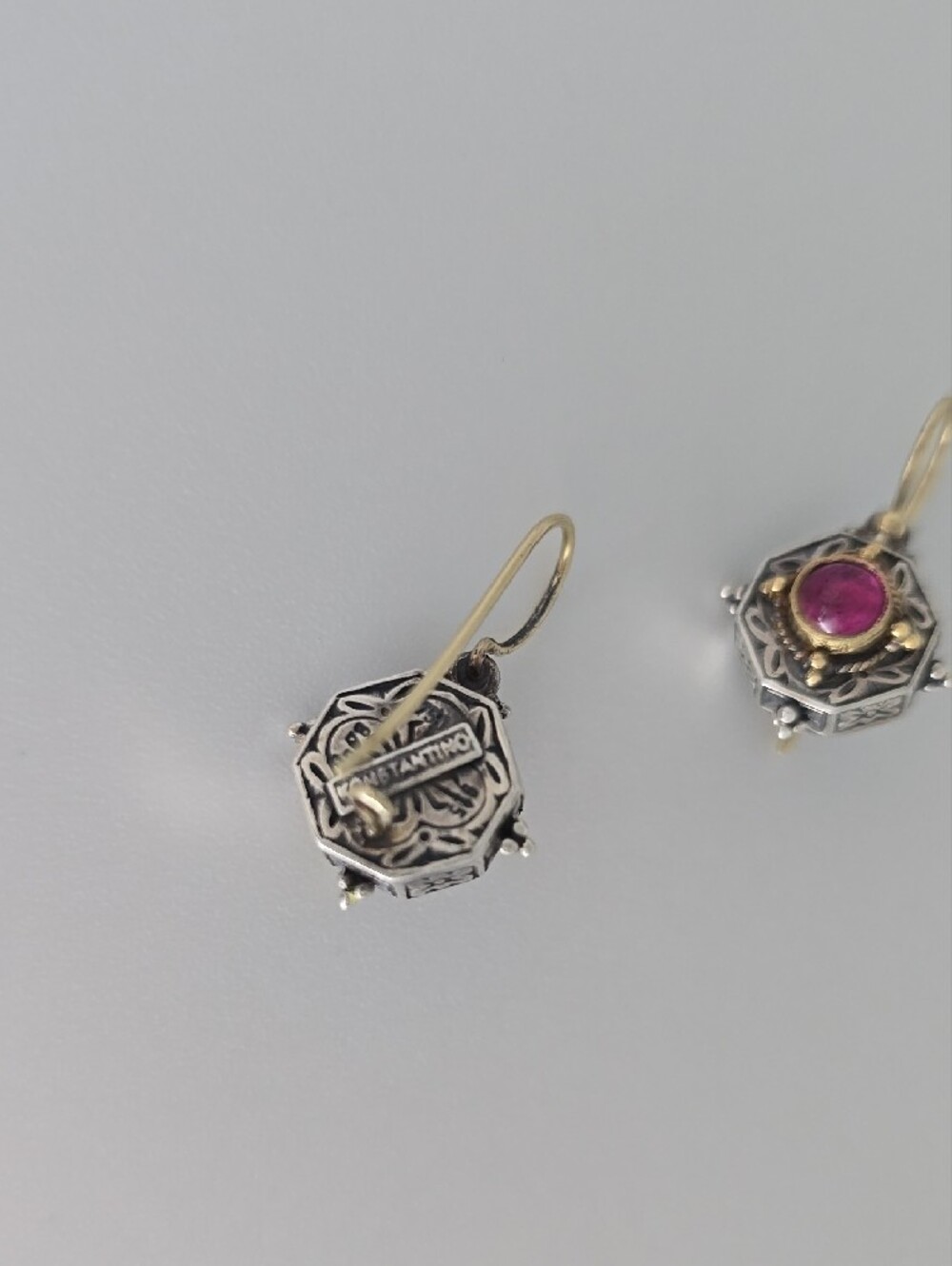 Konstantino 18K Gold & Sterling Silver Earrings with Pink Tourmaline - Picture 2 of 6
